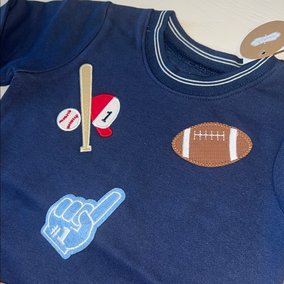 Mud Pie Sports Patch Football Soccer Baseball Sweatshirt 2T 3T 4T 5T - Picture 3 of 3